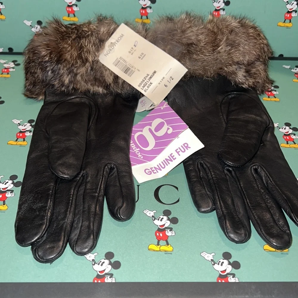 Leather gloves with genuine fur NORDSTROM